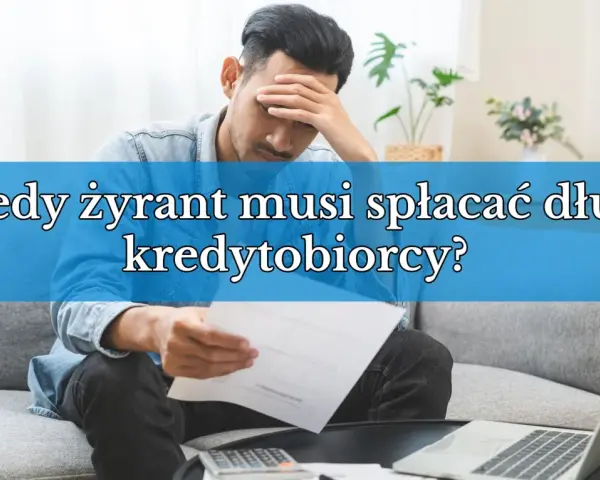 Zmartwiony mężczyzna z dokumentami i kalkulatorem. Kiedy żyrant musi spłacać dług kredytobiorcy?